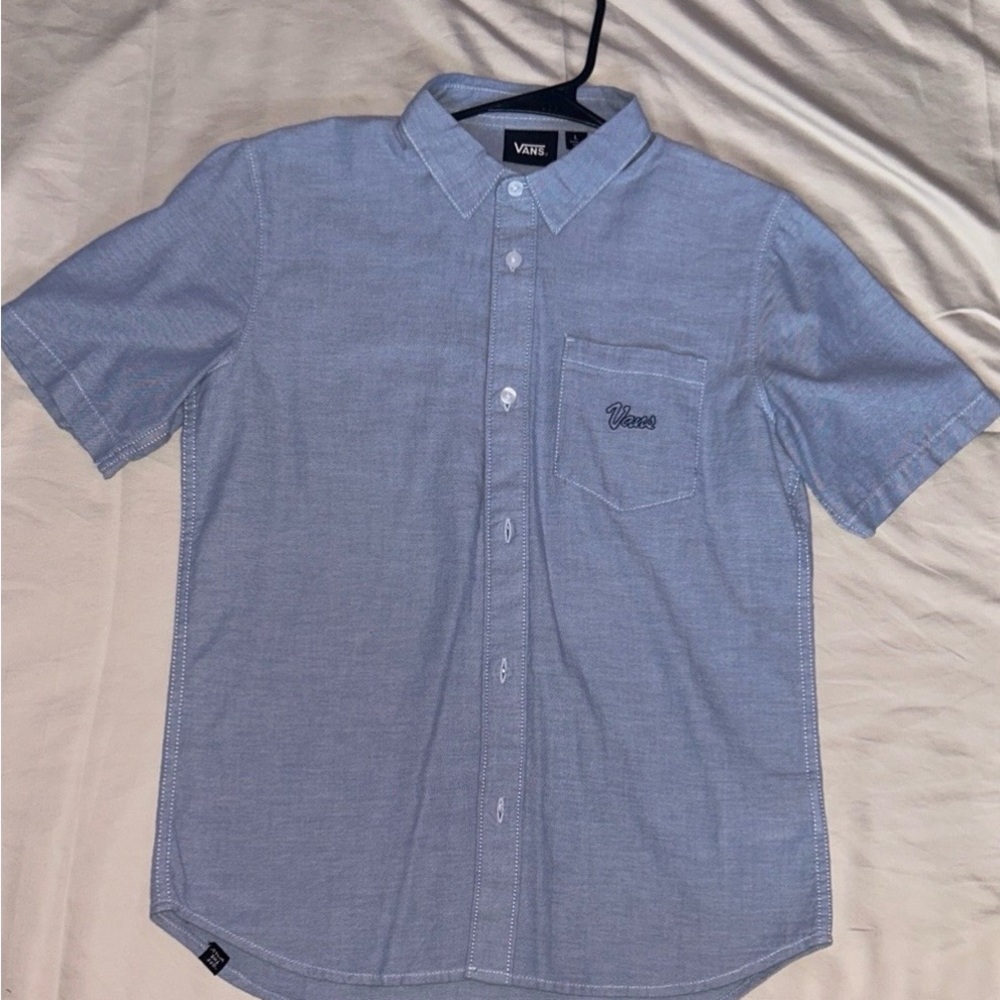 Boy Vans Short-Sleeve Button Down Shirt - Light Blue